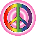 Gay Pride Flag Colors Peace Sign - Pink Rings Background--Gay Pride Rainbow Shop STICKERS