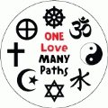 One Love, Many Paths [religious symbols] SPIRITUAL KEY CHAIN